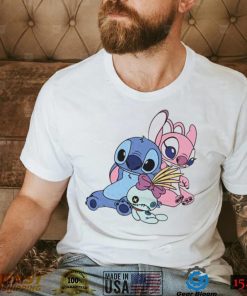 Funny Stitch And Angel in Love Valentines Day T Shirt