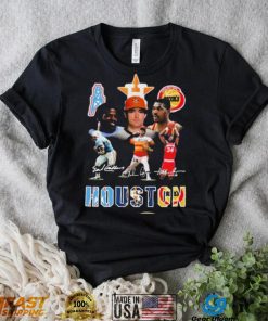 Houston Sports Nolan Ryan Earl Campbell And Hakeem Olajuwon Signatures Shirt