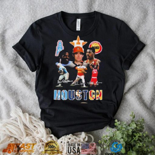 Houston Sports Nolan Ryan Earl Campbell And Hakeem Olajuwon Signatures Shirt