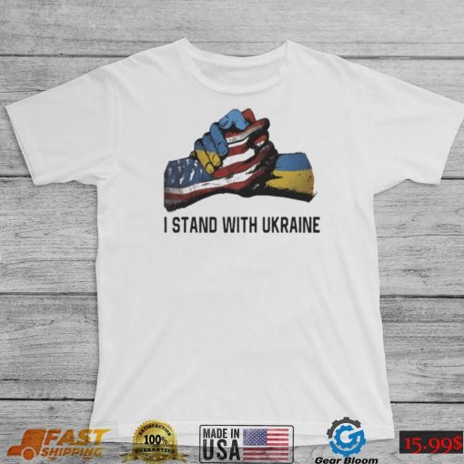 I Stand With Ukraine USA Flag Hand And Ukraine Flag Hand Volodymyr Zelensky Shirt