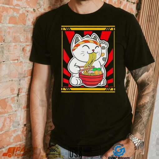 Kawaii Japanese Cat Eating Ramen Noodles Japanese Food Anime T Shirt