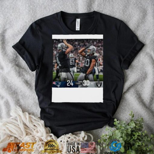 Las Vegas Raiders 30 24 Patriots NFL 2022 matchup final score shirt