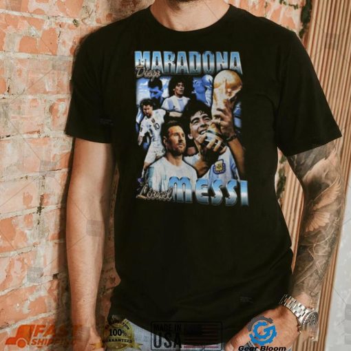 Lionel Messi Diego Maradona Argentina Legends WC 2022 Vintage Shirt