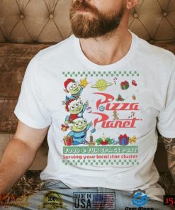 Little Green Aliens Pizza Pianel Food And Fun Space Port Serving Your Local Star Cluster Christmas shirt