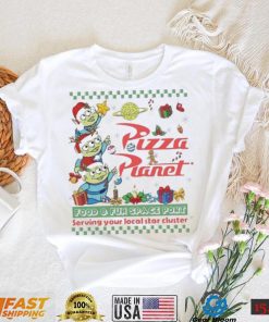 Little Green Aliens Pizza Pianel Food And Fun Space Port Serving Your Local Star Cluster Christmas shirt