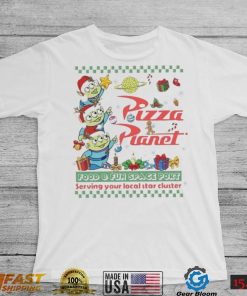 Little Green Aliens Pizza Pianel Food And Fun Space Port Serving Your Local Star Cluster Christmas shirt