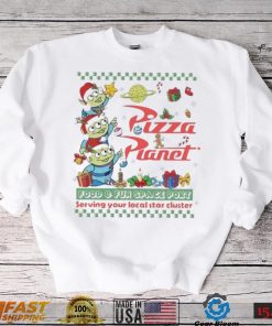 Little Green Aliens Pizza Pianel Food And Fun Space Port Serving Your Local Star Cluster Christmas shirt