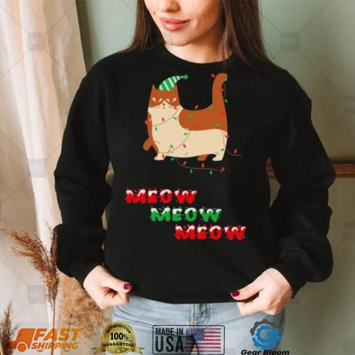 Meow Meow Meow Cat And Christmas Tree Shirt