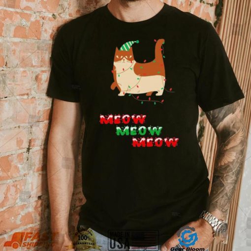 Meow Meow Meow Cat And Christmas Tree Shirt