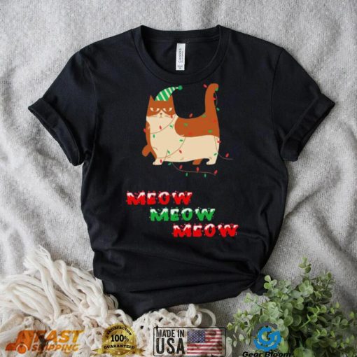 Meow Meow Meow Cat And Christmas Tree Shirt