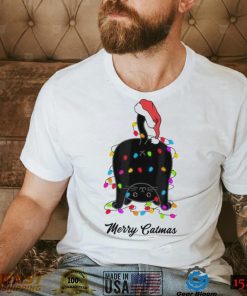 Merry Catmas Naughty Cat With Hat Design Shirt