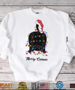 Merry Catmas Naughty Cat With Hat Design Shirt