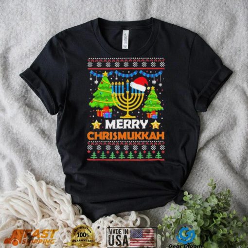 Merry Chrismukkah 2022 Happy Hanukkah Christmas Santa Hat Ugly Shirt