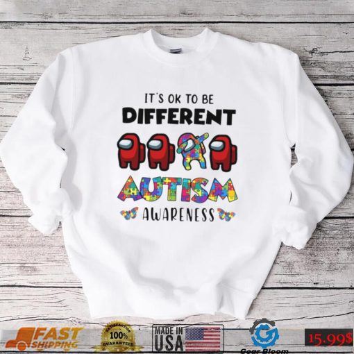 Official among us its okay to be different autism awareness shirt