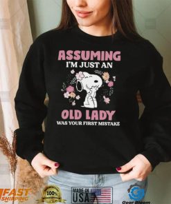 Official snoopy assuming i’m just an old lady was your first mistake american shirt