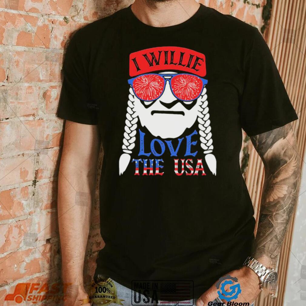Patriotic Distressed Vintage I Willie N Love The Usa Willie Nelson Shirt