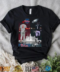 Philadelphia Jalen Hurts And Bryce Harper Philly’s Skyline Signatures Shirt