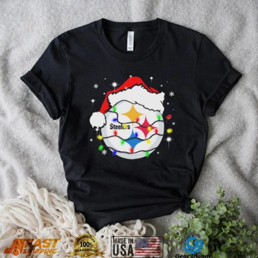 Pittsburgh Steelers Santa Hat Christmas Light Shirt