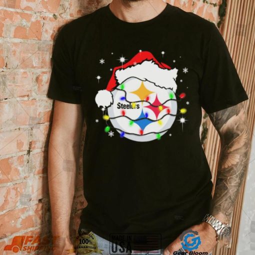 Pittsburgh Steelers Santa Hat Christmas Light Shirt