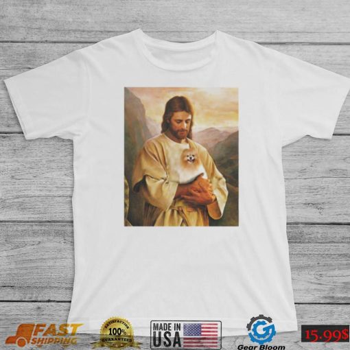 Pomeranian Dog And Jesus Lover Funny Graphic Shirt