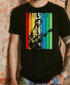 Retro Colored Paul Simon Playing Guitar Design Shirt