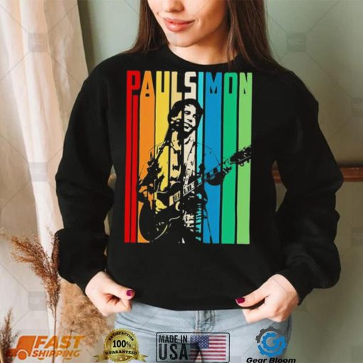 Retro Colored Paul Simon Playing Guitar Design Shirt