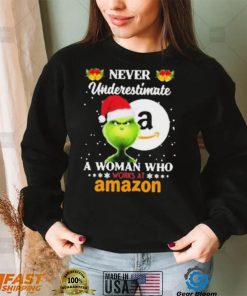 Santa Grinch Never Underestimate A Woman Who Works At Amazon Shirt