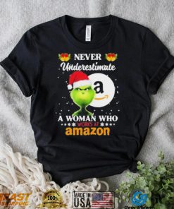 Santa Grinch Never Underestimate A Woman Who Works At Amazon Shirt