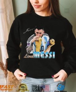 Signature Design Lionel Messi Kissing World Cup 2022 Argentina Football Shirt