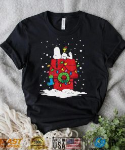 Snoopy Christmas Peanuts holiday Snoopy and Woodstock stocking light up t shirt