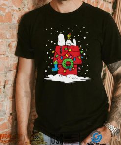 Snoopy Christmas Peanuts holiday Snoopy and Woodstock stocking light up t shirt