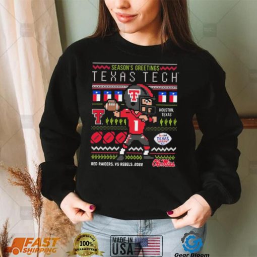 Texas Tech Vs Ole Miss Football 2022 Taxact Texas Bowl Season’s Greetings Christmas Ugly Shirt