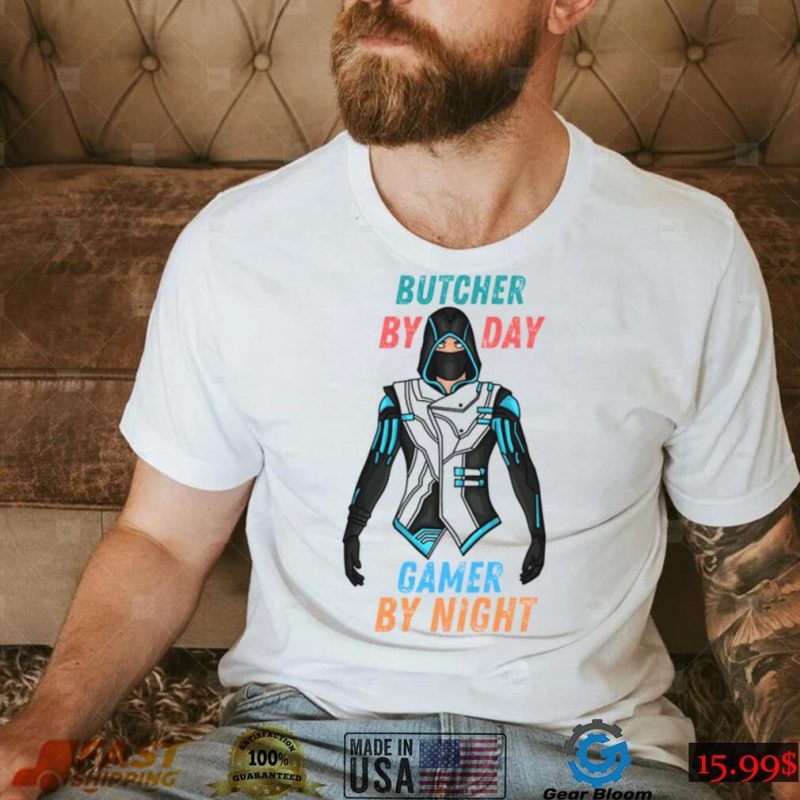 The Iconic Design Butcher By Day Gamer By Night Funny Gaming Unisex T Shirt