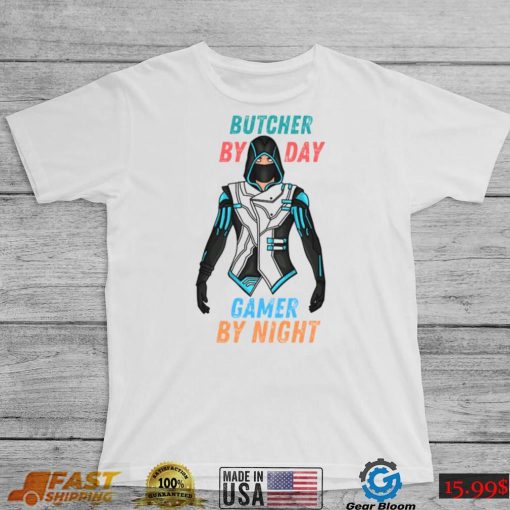The Iconic Design Butcher By Day Gamer By Night Funny Gaming Unisex T Shirt