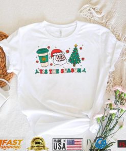 Tis The Season Groovy Christmas Hippie Santa Hot Coffee Shirt