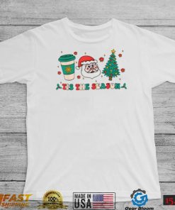 Tis The Season Groovy Christmas Hippie Santa Hot Coffee Shirt