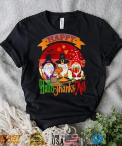 Womens Happy Hallothanksmas Gnomes Halloween Christmas Funny Thanksgiving T Shirt