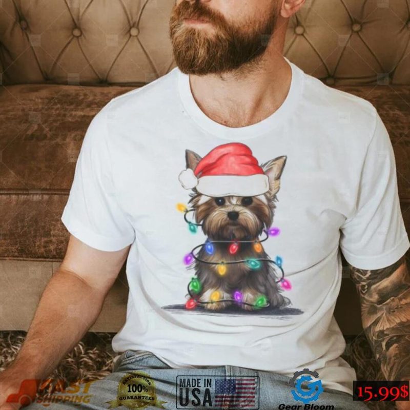 Yorkie Mom Shirt, Dog LoverTshirt, Ugly Christmas Sweater, Pet Holiday Lights