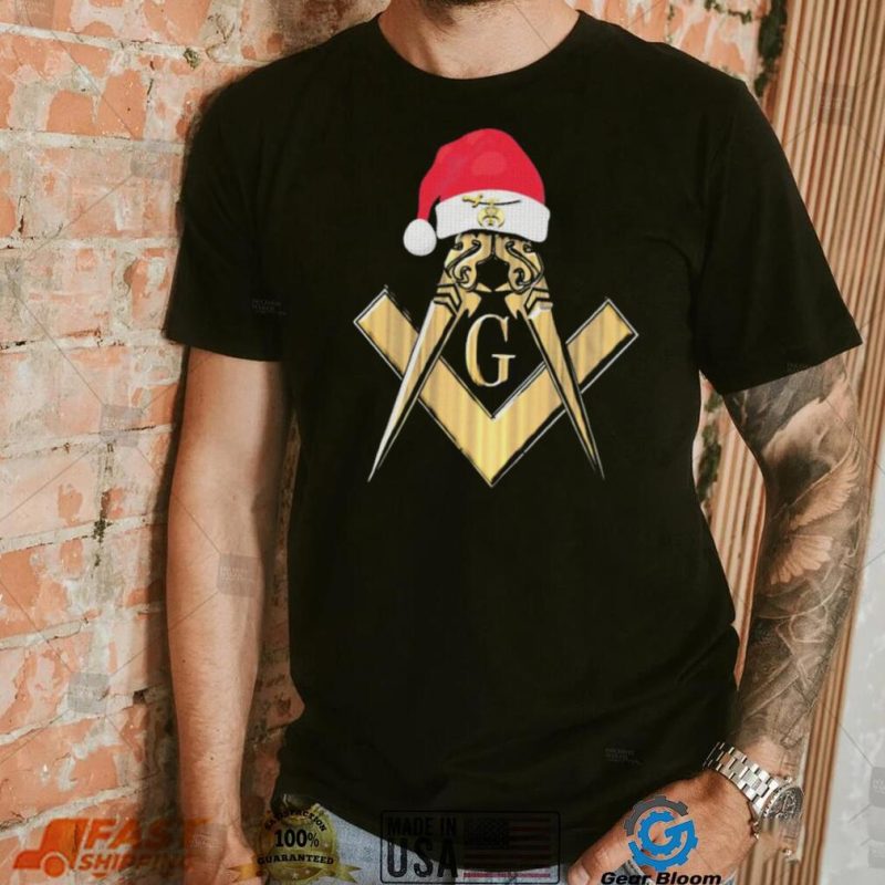 Christmas Santa Hat Red Holiday Square Compas Shirt
