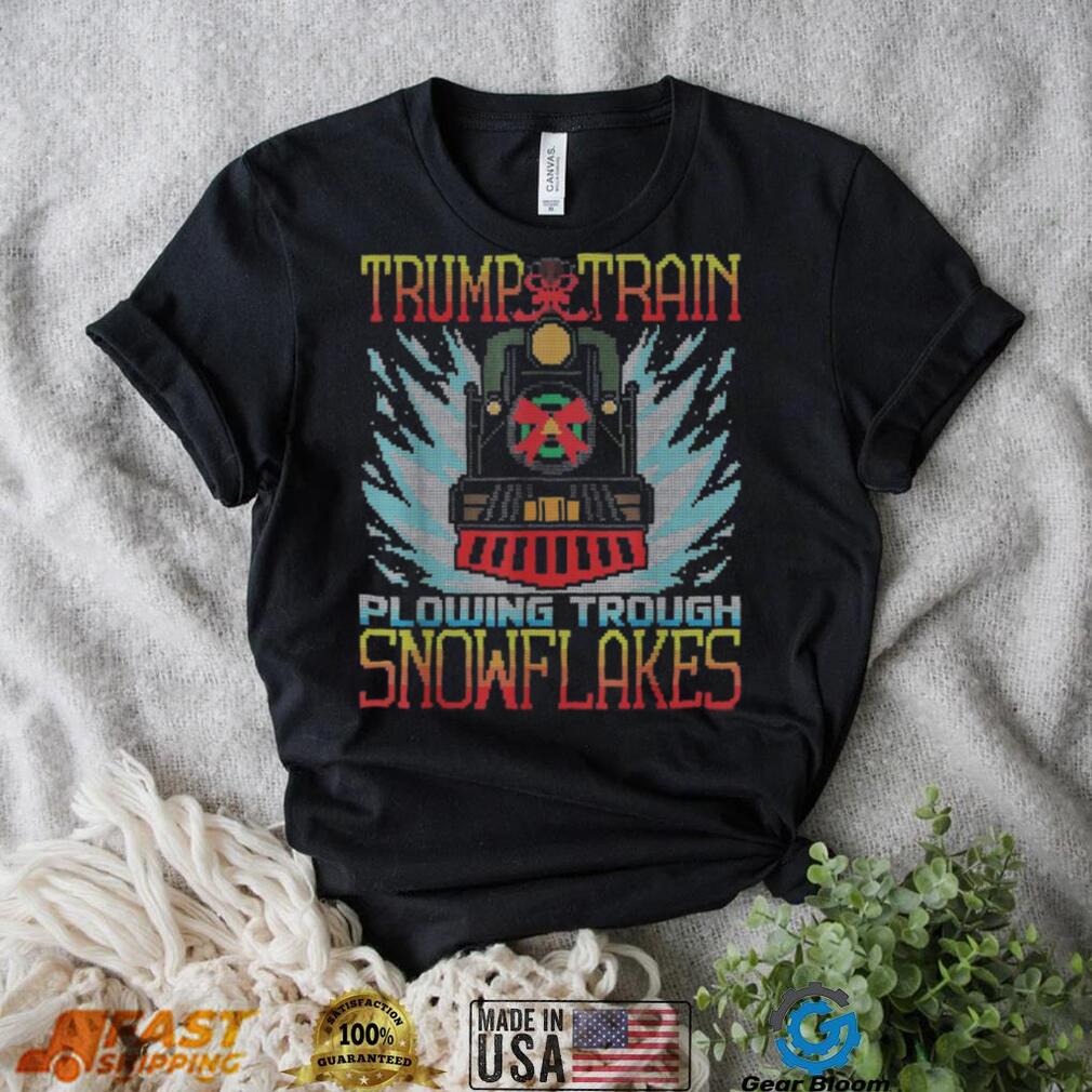 Trump Train Plowing Through Snowflakes Christmas Ugly Shirt Trump Train Plowing Through Snowflakes Christmas Ugly Shirt