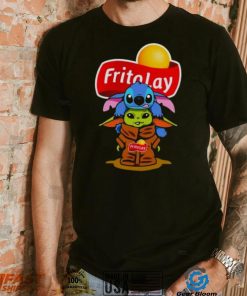 Baby Stitch And Baby Yoda Papa Fritolay Logo Shirt