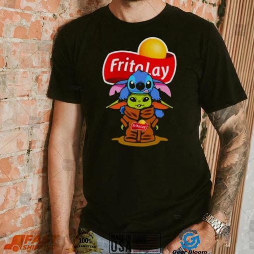 Baby Stitch And Baby Yoda Papa Fritolay Logo Shirt