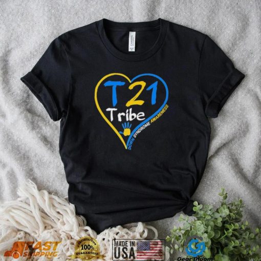 Heart Down Syndrome Awareness T 21 Tribe Hand Shirt