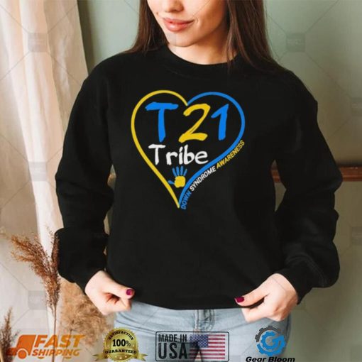 Heart Down Syndrome Awareness T 21 Tribe Hand Shirt