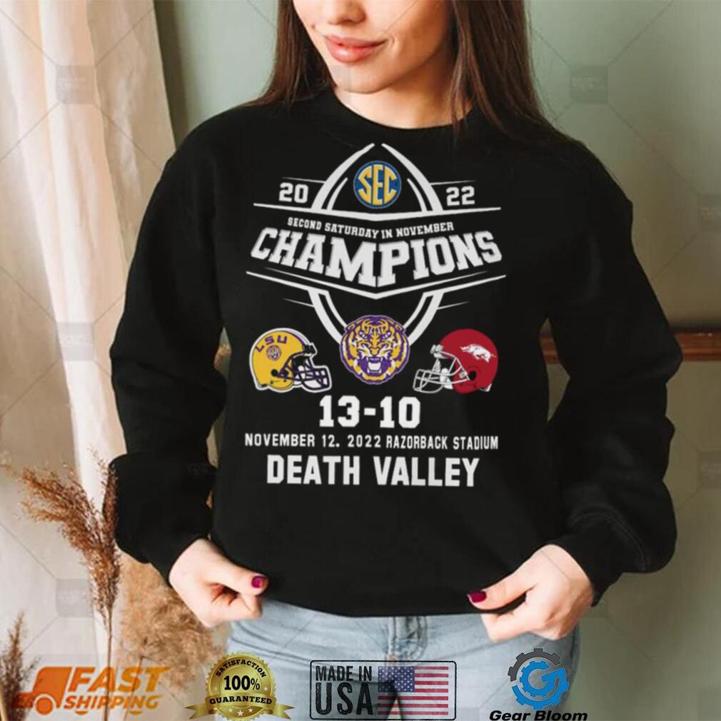 LSU Tigers 2022 Second Saturday In November Champions Death Valley Shirt