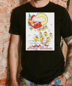 Santa Snoopy Woodstock Riding Reindeers Georgia Bulldogs Merry Christmas Shirt