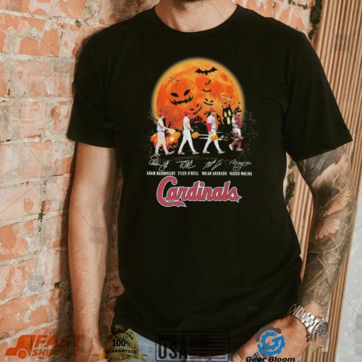 The Cardinals Adam Wainwright Tyler O’neill Nolan Arenado And Yadier Molina Abbey Road Halloween Signatures Shirt