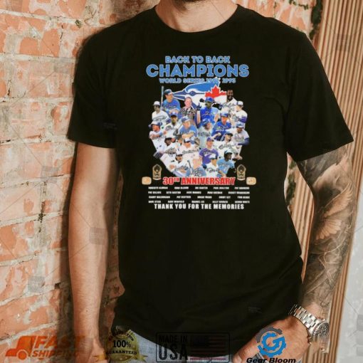 Toronto Blue Jays Back To Back Champions 30th Anniversary Thank You For The Memories Signatures Shirt