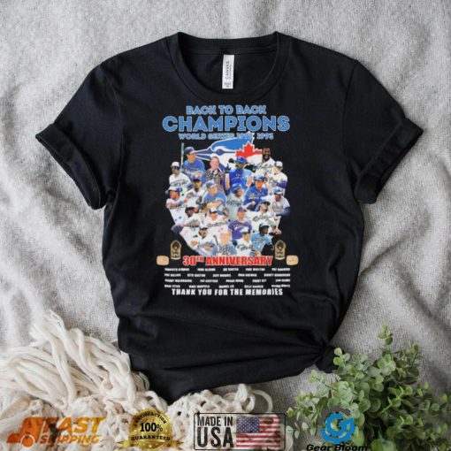 Toronto Blue Jays Back To Back Champions 30th Anniversary Thank You For The Memories Signatures Shirt