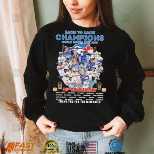 Toronto Blue Jays Back To Back Champions 30th Anniversary Thank You For The Memories Signatures Shirt